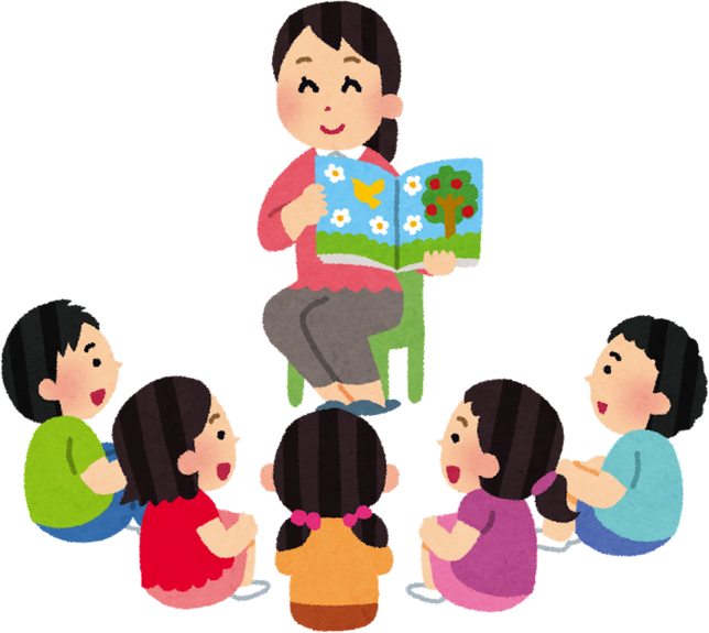 Illustration of a Woman Reading a Storybook to Children